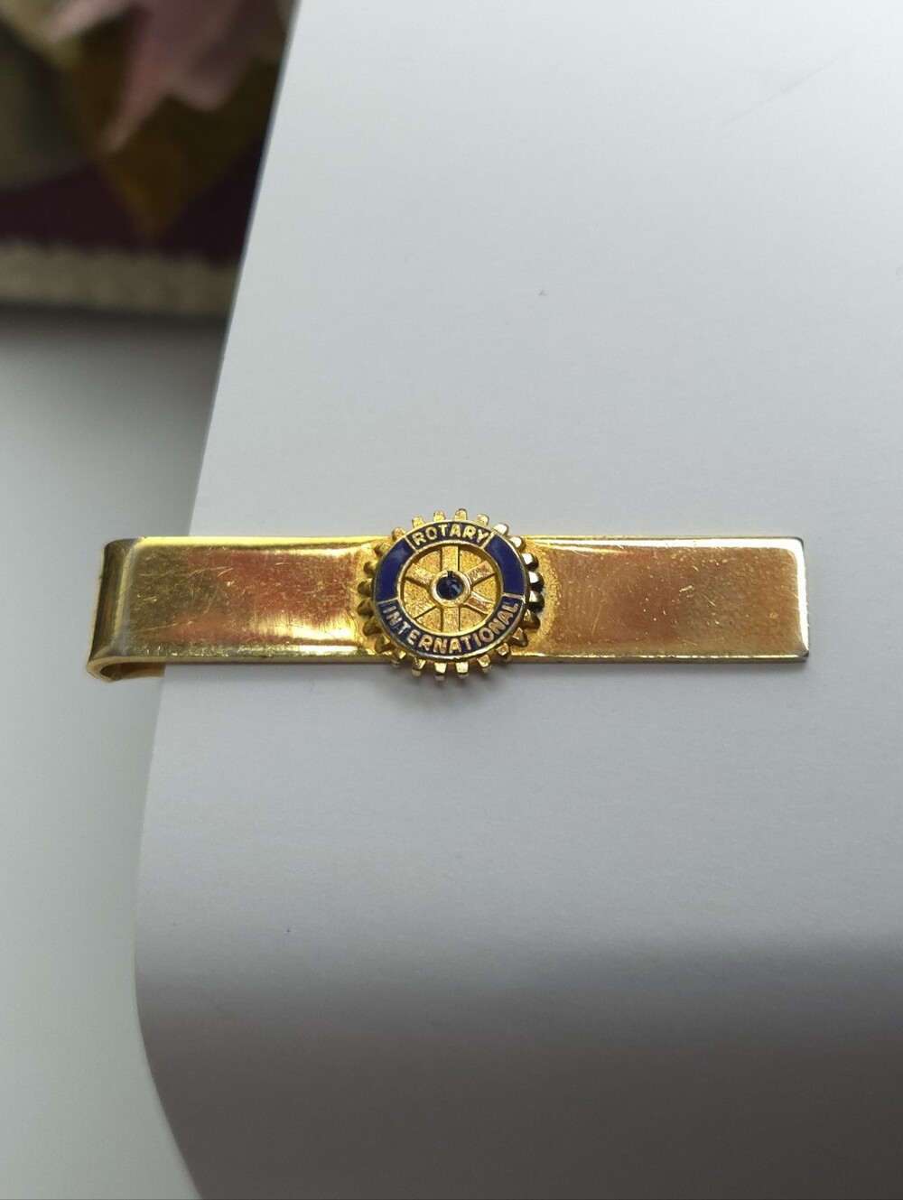 Vintage Gold Tone Rotary International Tie Clip Fathers Gift